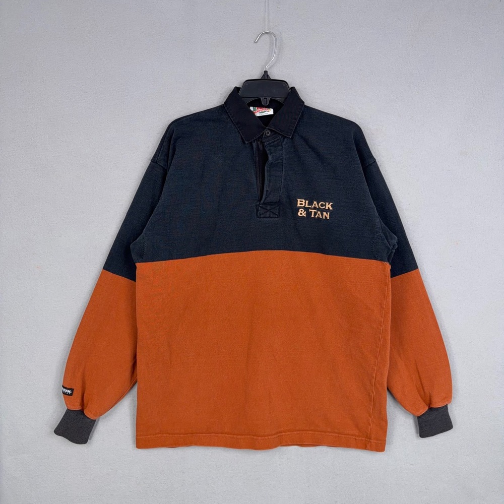Barbarian Rugby Shirt Mens XXL Black Orange Colorblock Guinness Bass Ale Promo